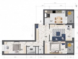 3-комнатная квартира, 77.9 м2