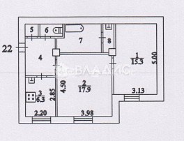 2-комнатная квартира, 54.1 м2