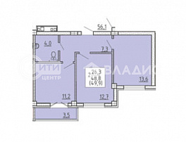 2-комнатная квартира, 49.9 м2