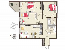 3-комнатная квартира, 84.3 м2