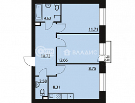 2-комнатная квартира, 59.75 м2