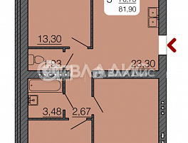 3-комнатная квартира, 79.33 м2