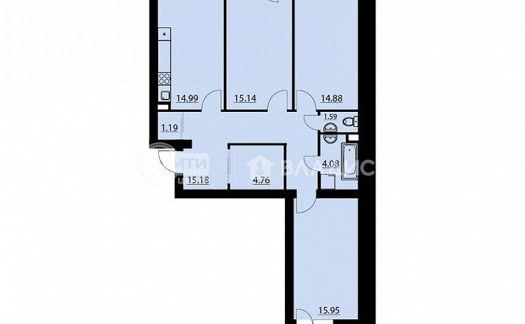 3-комнатная квартира, 89.48 м2, эт. 2, id: 708685, фото 35