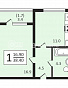 1-комнатная квартира, 38.4 м2, эт. 16, id: 943990, фото 1