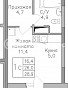 1-комнатная квартира, 28.8 м2, эт. 15, id: 1083397, фото 1