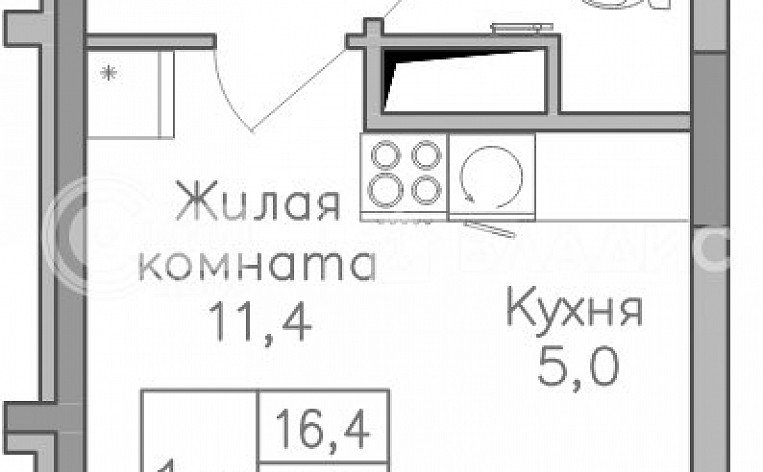 1-комнатная квартира, 28.8 м2, эт. 15, id: 1083397, фото 10
