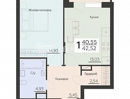 1-комнатная квартира, 42.52 м2