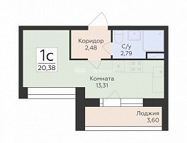 1-комнатная квартира, 20.38 м2