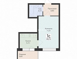 1-комнатная квартира, 28.75 м2