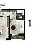 1-комнатная квартира, 43.4 м2, эт. 12, id: 705226, фото 1