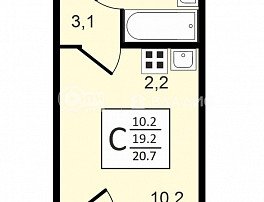 1-комнатная квартира, 20.7 м2