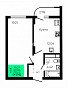 1-комнатная квартира, 41.16 м2, эт. 9, id: 1112978, фото 1