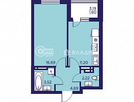 1-комнатная квартира, 39.9 м2