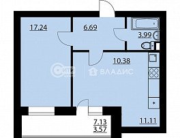 1-комнатная квартира, 52.85 м2