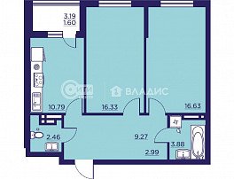 2-комнатная квартира, 63.65 м2