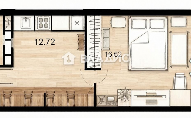 1-Комнатная квартира 37.00м², эт. 5, фото 9