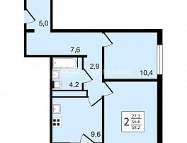 2-комнатная квартира, 58.2 м2