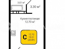 1-комнатная квартира, 20.81 м2