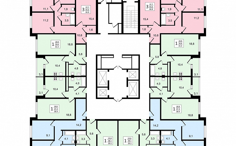 1-Комнатная квартира 40.30м², эт. 20, фото 30