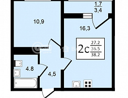 2-комнатная квартира, 38.4 м2