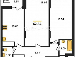 2-Комнатная квартира 62.54м²