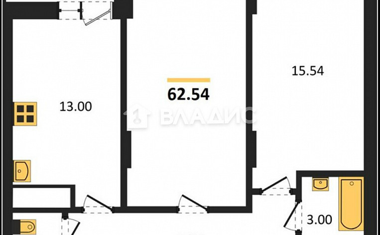 2-Комнатная квартира 62.54м², эт. 24, фото 13
