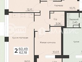 2-комнатная квартира, 62.18 м2
