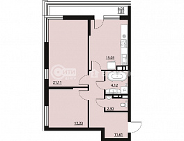 2-комнатная квартира, 68.21 м2