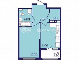 1-комнатная квартира, 39.24 м2