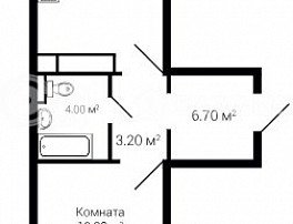 1-комнатная квартира, 49.5 м2
