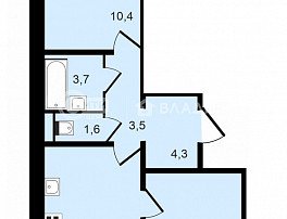 2-комнатная квартира, 57 м2