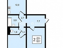 2-комнатная квартира, 65.6 м2