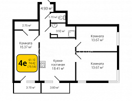 4-комнатная квартира, 78.54 м2