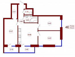 4-комнатная квартира, 79.13 м2