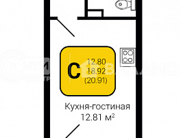 1-комнатная квартира, 20.91 м2