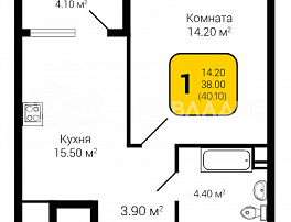 1-комнатная квартира, 40.1 м2