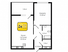 1-комнатная квартира, 49.98 м2