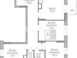 3-комнатная квартира, 738 м2
