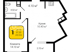 1-комнатная квартира, 40.5 м2