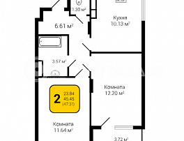 2-комнатная квартира, 47.31 м2