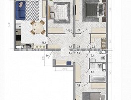 3-комнатная квартира, 94.7 м2