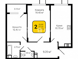 2-комнатная квартира, 58.5 м2