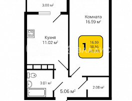 1-комнатная квартира, 40.06 м2