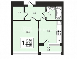 1-комнатная квартира, 37.8 м2