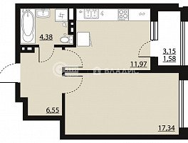 1-комнатная квартира, 41.85 м2