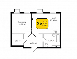 1-комнатная квартира, 40.86 м2