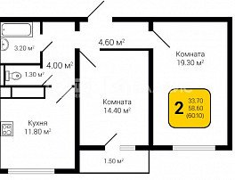 2-комнатная квартира, 60.1 м2
