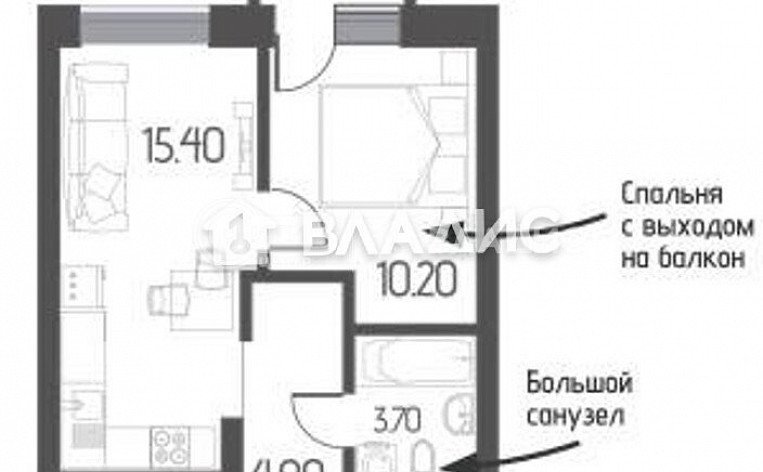 1-комнатная квартира, 37.05 м2, эт. 11, id: 1087486, фото 9
