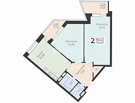 2-комнатная квартира, 70.07 м2