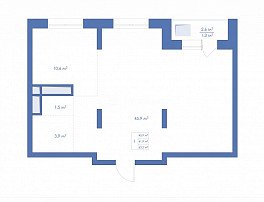 1-комнатная квартира, 63.2 м2